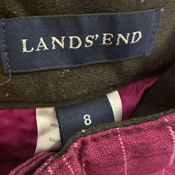 Lands’ End Snow Ski Pants Girls Plaid size 8 Dark Pink - Picture 3 of 7